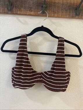 Abercrombie & Fitch Brown & White Striped Knit Underwire Bikini Top